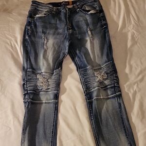Men's Distressed Blue Jeans